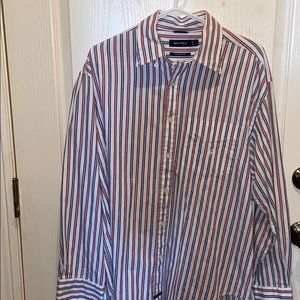 Nautica red, blue, and white striped button down